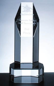 Optical Crystal Hexagon Tower Award With Base